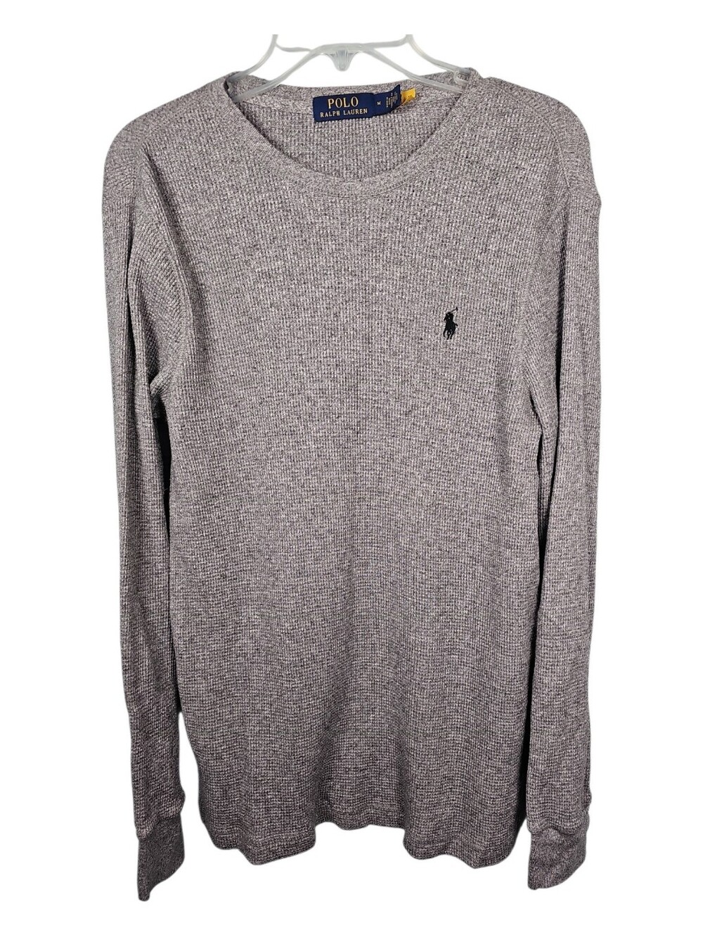 Polo Ralph‎ Lauren Gray Waffle Knit Thermal Top Embroidered Pony Logo Men Size M